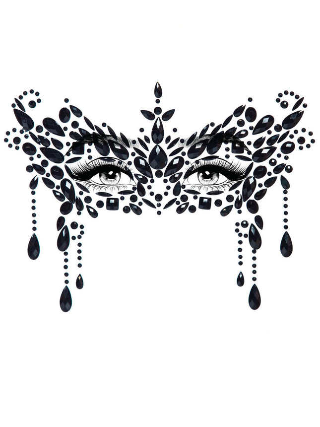 Masquerade Face Jewels Sticker - Black - O/S