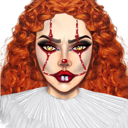 Clown Face Jewels Sticker - Red - O/S