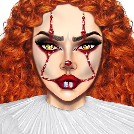 Clown Face Jewels Sticker - Red - O/S