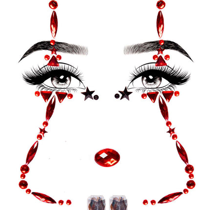Clown Face Jewels Sticker - Red - O/S