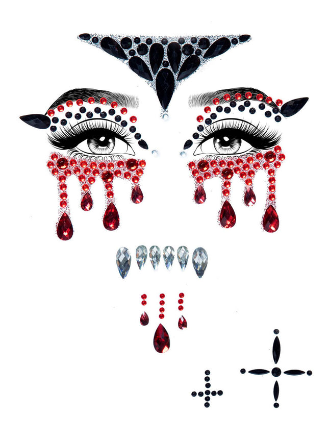Vampire Face Jewels Sticker - Multicolor - O/S