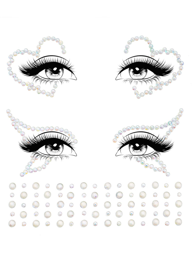 Ayla Glow-in-the-Dark Face Jewels Sticker - Clear - O/S