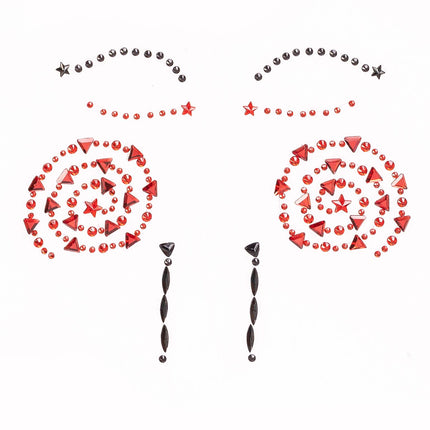 Puppet Face Jewels Sticker - Black/Red - O/S