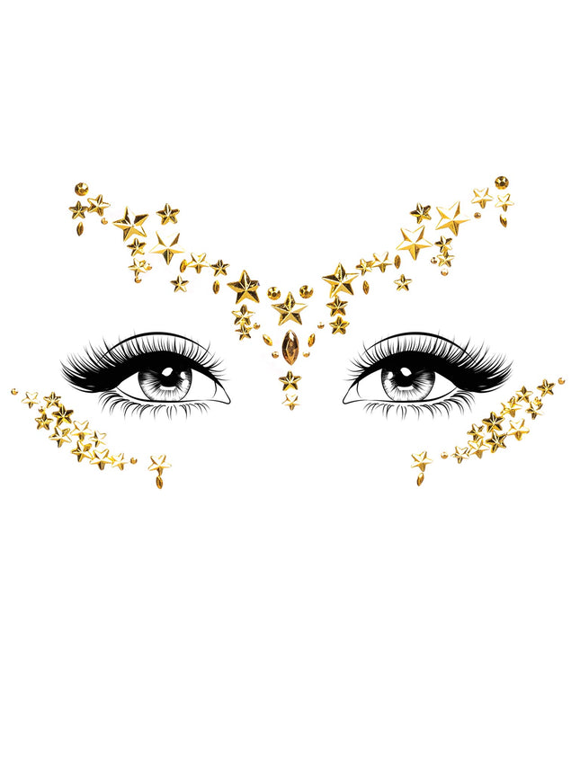 Star Sign Face Jewels Sticker - Gold - O/S