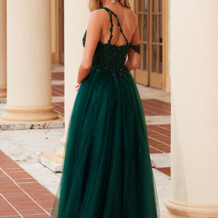 Nox Anabel F1567 Embroidered A-Line Sheer Boned Waistline Dress