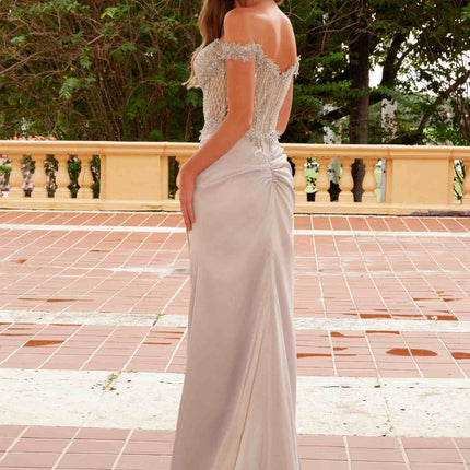 Nox Anabel F1572 Satin Sweetheart Sequin Applique Boned Waistline