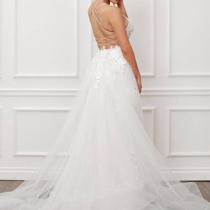 Nox Anabel F485 Lace and Beads Mermaid Gown Chiffon Overskirt
