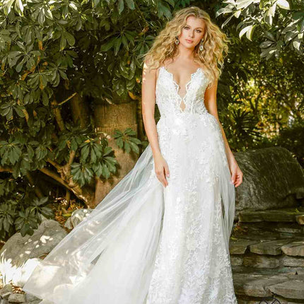 Nox Anabel F485 Lace and Beads Mermaid Gown Chiffon Overskirt