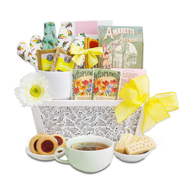 Planted with Love Gift Basket – Gardening Gift Set with Seeds, Cookies & Tea
