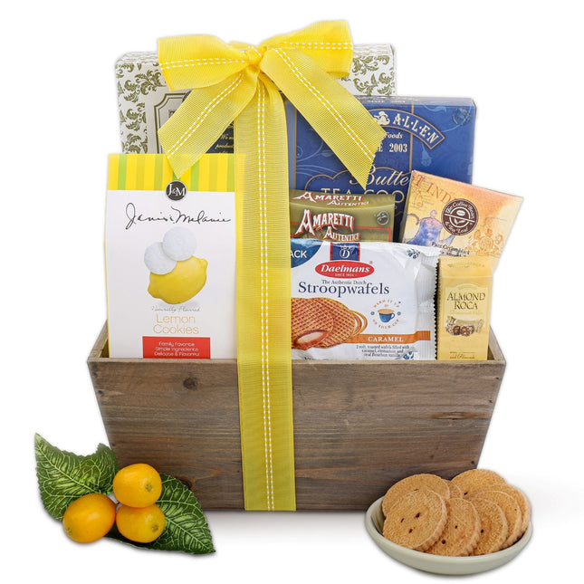 Alder Creek Lemon Breeze Gift Tote with Tea, Cookies & Gourmet Treats