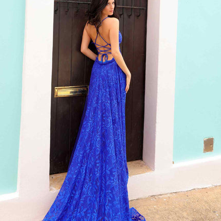 Nox Anabel G1353 Long Boho Inspired Embroidered V-Neck Mermaid Gown