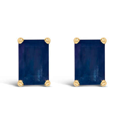 14K White Gold 6x4MM Emerald Shaped Amethyst Solitaire Stud Earrings