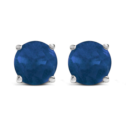 14K White Gold 5X5MM Round Purple Amethyst Solitaire Stud Earrings