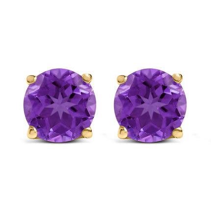 14K White Gold 5X5MM Round Purple Amethyst Solitaire Stud Earrings
