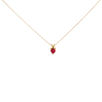14K White Gold 5X5 MM Heart Shaped Purple Amethyst Solitaire Pendant Necklace