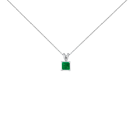 14K White Gold 5x5 MM Square Shaped Purple Amethyst Solitaire Pendant Necklace