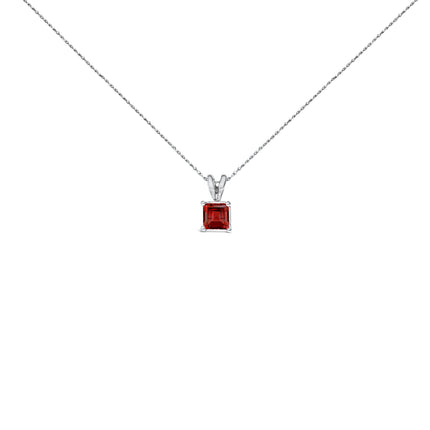 14K White Gold 5x5 MM Square Shaped Purple Amethyst Solitaire Pendant Necklace