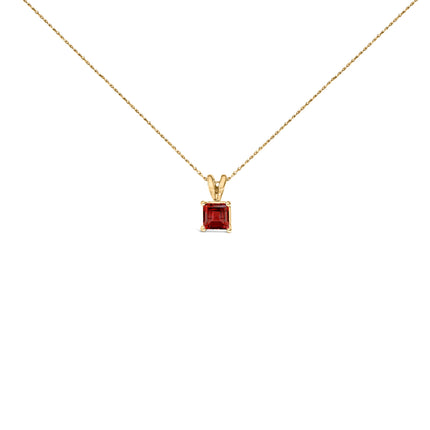 14K White Gold 5x5 MM Square Shaped Purple Amethyst Solitaire Pendant Necklace