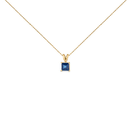 14K White Gold 5x5 MM Square Shaped Purple Amethyst Solitaire Pendant Necklace