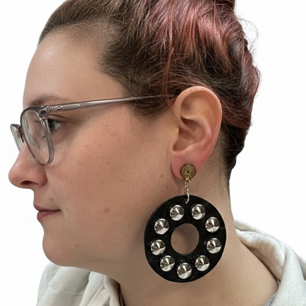 Punk Studded Clip-on Earrings Costume Accessories