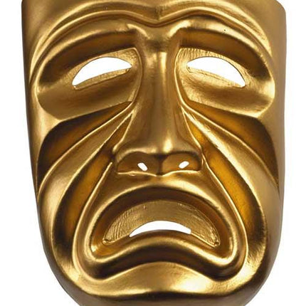 Gold Painted Tragedy Adult Mask Frown Sad Face