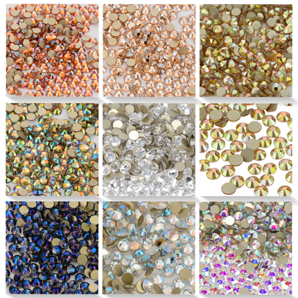 SS3-SS60 AB Gold Bottom Non-Hotfix Glass Flatback Rhinestone