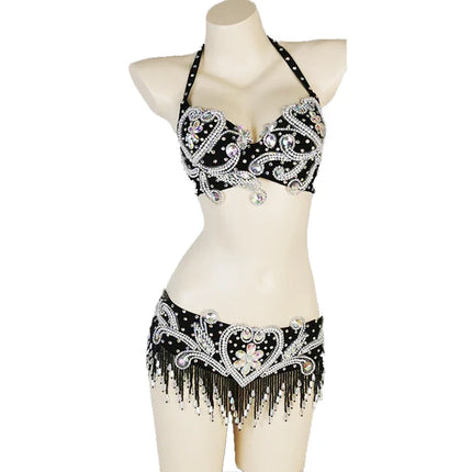 The Stardust Oasis Sirena – Deluxe Crystal & Beaded Belly Dance Bra & Belt 2-Piece Costume Set