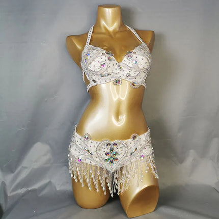 The Stardust Oasis Sirena – Deluxe Crystal & Beaded Belly Dance Bra & Belt 2-Piece Costume Set