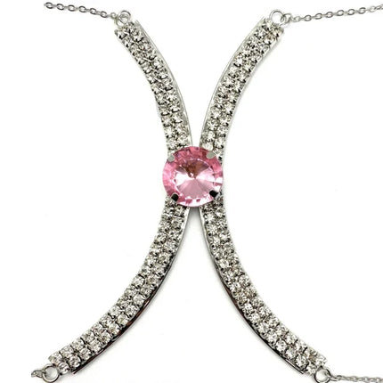 Luxury Rhinestone U-Shape Chest Chain – Shimmering Water Drop Pendant Bikini Bra Body Jewelry for Festivals & Beachwear