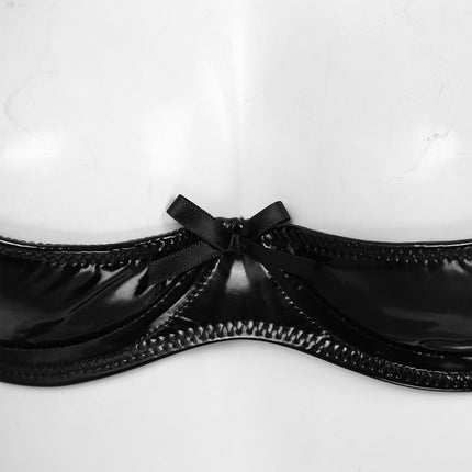 Patent Leather Underwired Open-Cup Bra