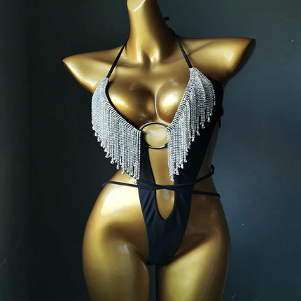 The Venus Vacation Tassel Bikini – Luxe Rhinestone Fringe Showgirl Set