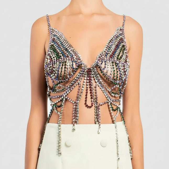 Dazzling Crystal Tassel Chest Chain & Bikini Bra Body Jewelry