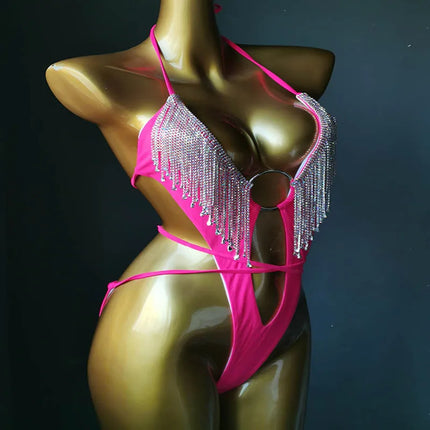 The Venus Vacation Tassel Bikini – Luxe Rhinestone Fringe Showgirl Set