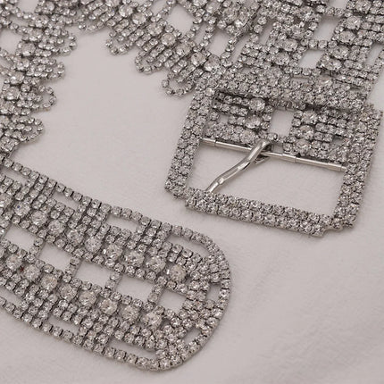 V-neck Rhinestone Crystal Halter Top