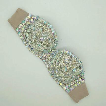Premium All-Over Rhinestone Glamour Set – High-Brilliance Crystal Costume Top & Belt Set for Showgirls, GoGo Dancers & Raves