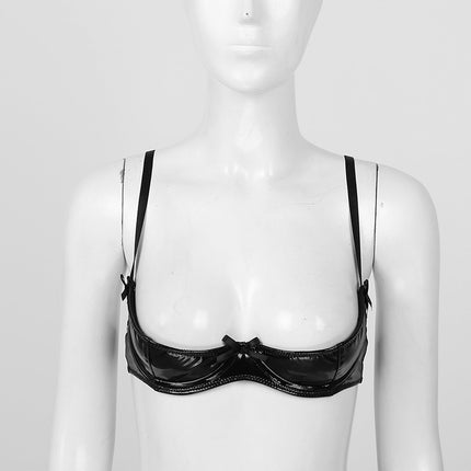 Patent Leather Underwired Open-Cup Bra