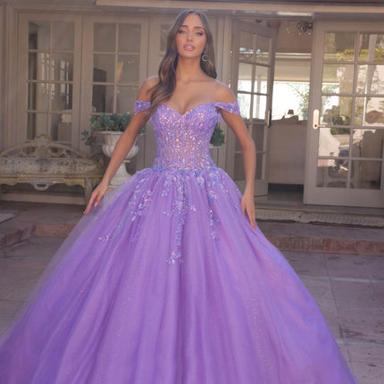 Nox Anabel H1349 Poofy Long Quinceanera Off the Shoulder Ballgown