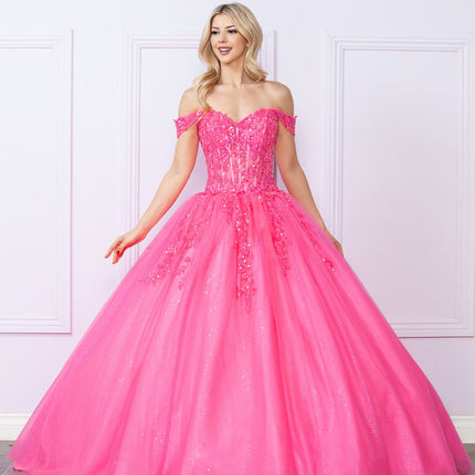 Nox Anabel H1349 Poofy Long Quinceanera Off the Shoulder Ballgown