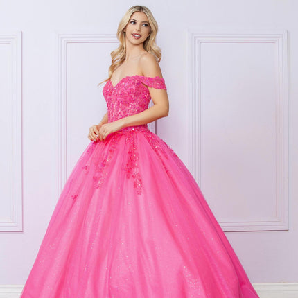 Nox Anabel H1349 Poofy Long Quinceanera Off the Shoulder Ballgown