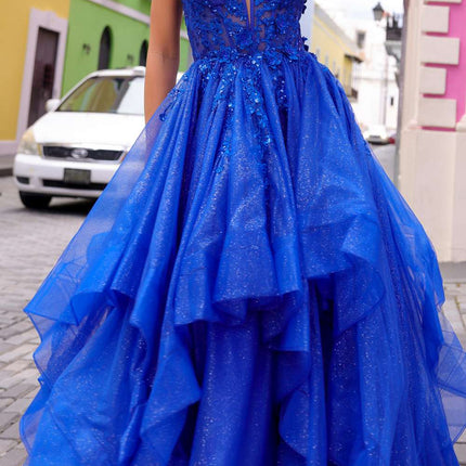 Nox Anabel H1351 Long A-Line Tiered Layered Ruffled Tulle Ballgown