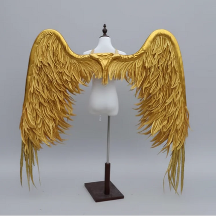 The Stardust Empress Royale – Deluxe Gold Custom Feather Angel Wings Stage Performance Prop