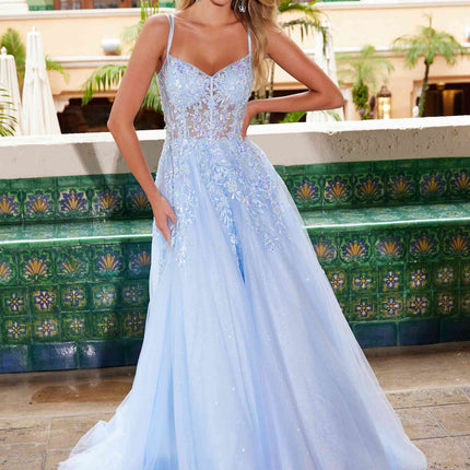 Nox Anabel H1682 A-Line Sweetheart Neckline Dress with Floral Applique