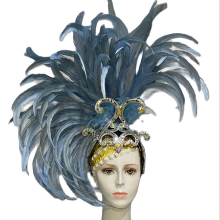 The Stardust Mirage – Exquisite Blue Feathered Samba Carnival Headdress