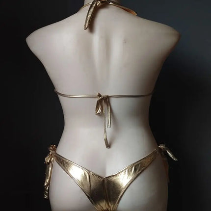 The Venus Vacation Hollow-Out Bikini – Diamond Lattice Showgirl Swim Set