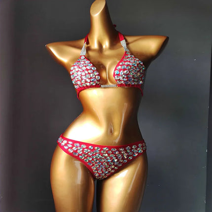 The Venus Horizon Rhinestone Bikini – Premium Crystal Triangle Showgirl Set