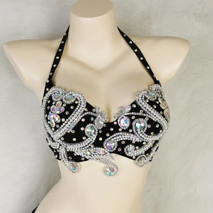 The Stardust Oasis Sirena – Deluxe Crystal & Beaded Belly Dance Bra & Belt 2-Piece Costume Set