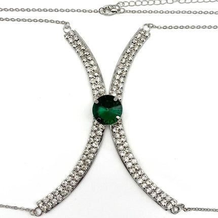 Luxury Rhinestone U-Shape Chest Chain – Shimmering Water Drop Pendant Bikini Bra Body Jewelry for Festivals & Beachwear