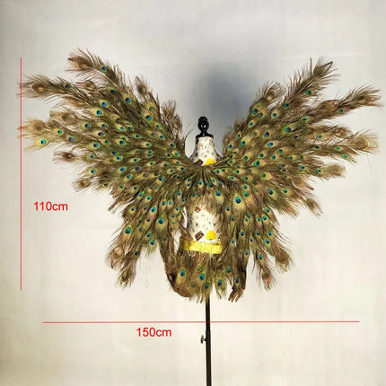 The Stardust Empress Royale – Deluxe Peacock Feather Wings & Skirt Stage Performance Costume Set