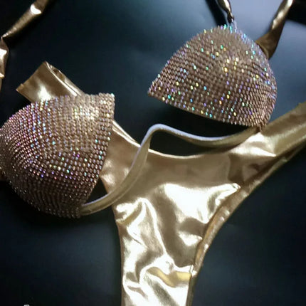 The Venus Vacation Classic Diamond Bikini – Heavy Shimmer Showgirl Swim Set