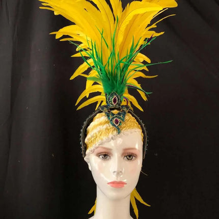 The Stardust Samba Radiance – Elegant Feathered Stage & Carnival Headdress